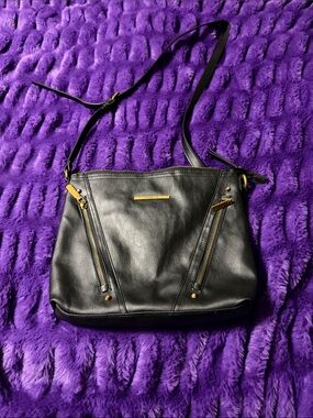 Rosetti Black Crossbody Bag with Gold Hardware